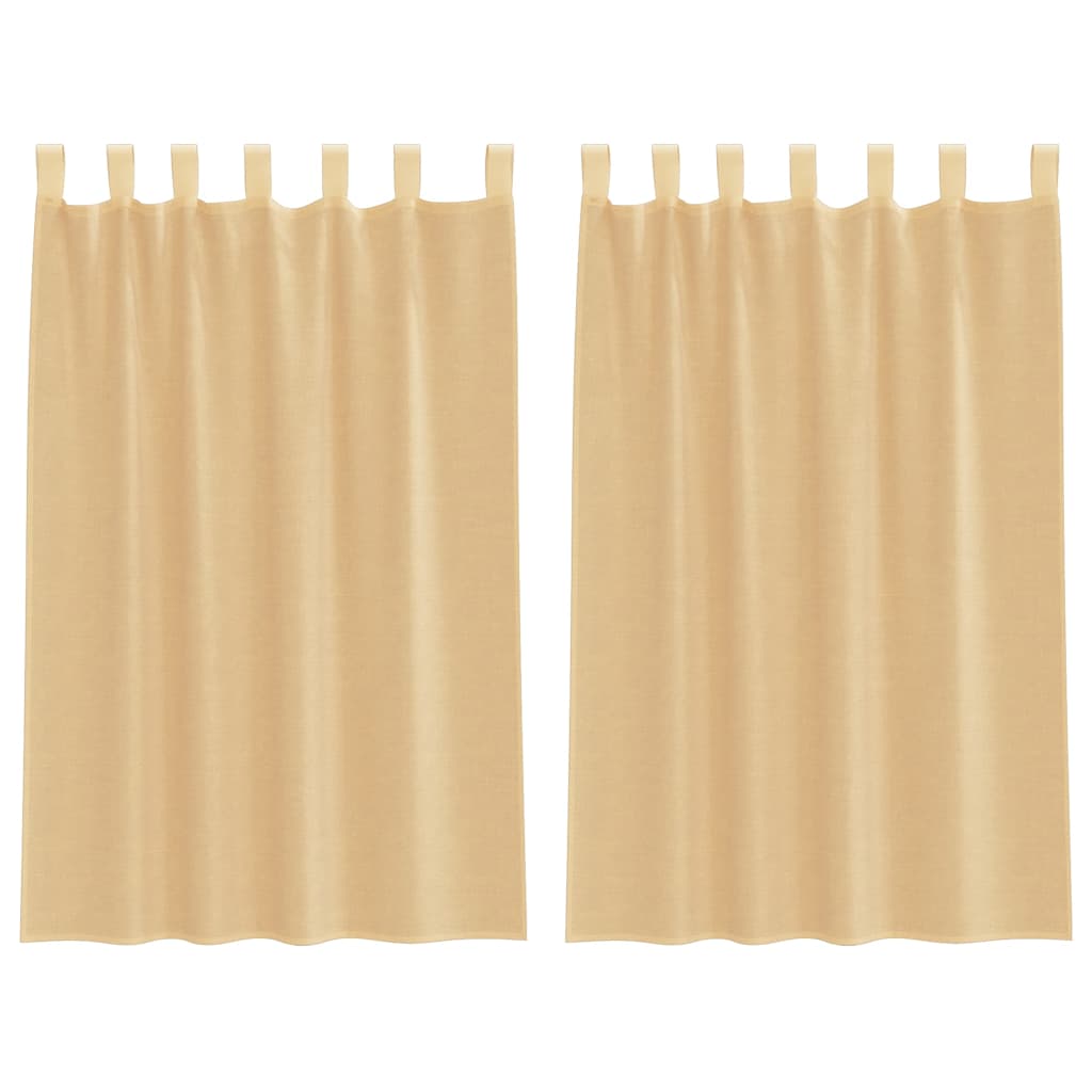 Voile Curtains with Loops 2 pcs Sand 140x175 cm