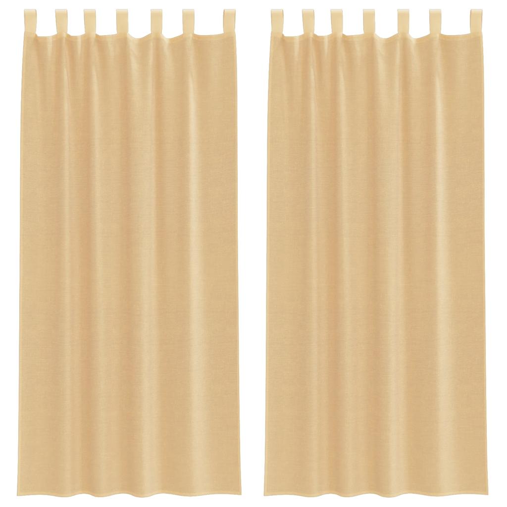 Voile Curtains with Loops 2 pcs Sand 140x225 cm