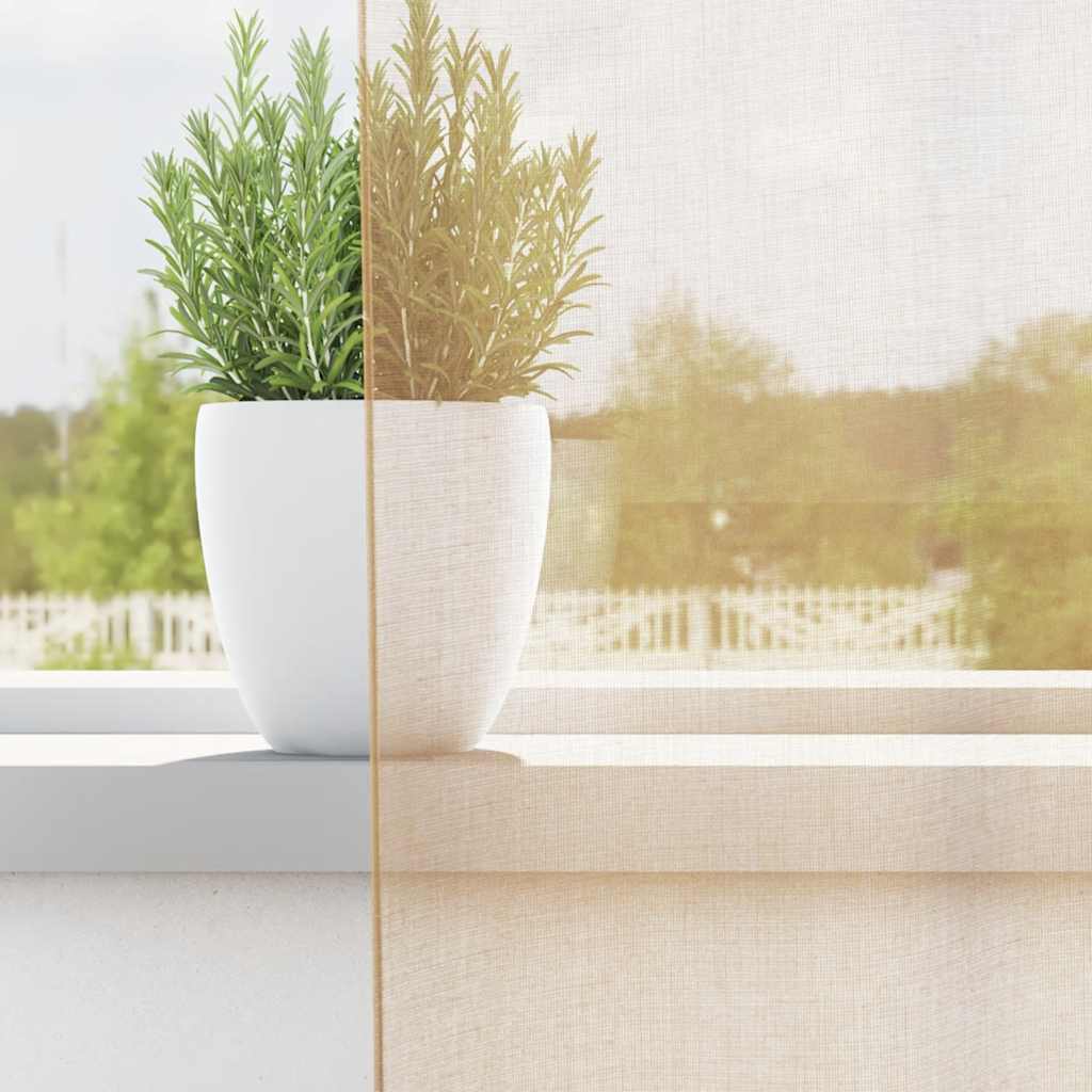 Voile Curtains with Loops 2 pcs Sand 140x225 cm