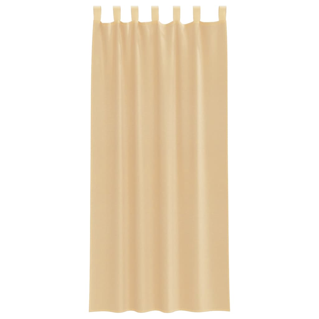 Voile Curtains with Loops 2 pcs Sand 140x245 cm