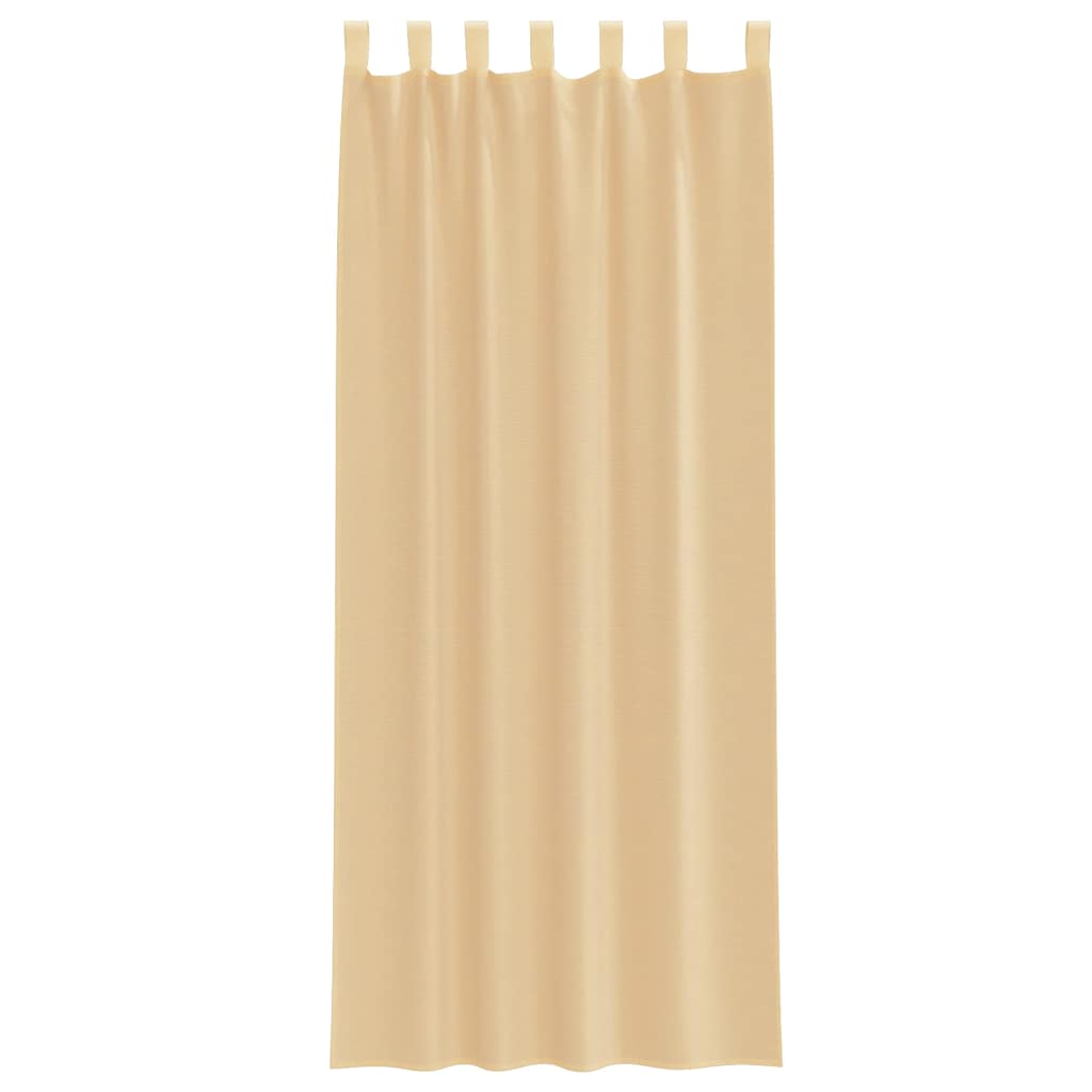 Voile Curtains with Loops 2 pcs Sand 140x260 cm