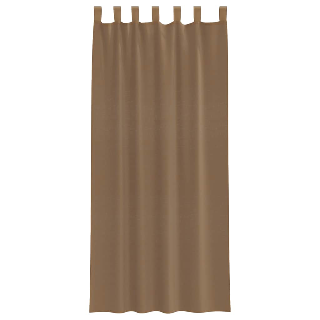 Voile Curtains with Loops 2 pcs Light Brown 140x225 cm