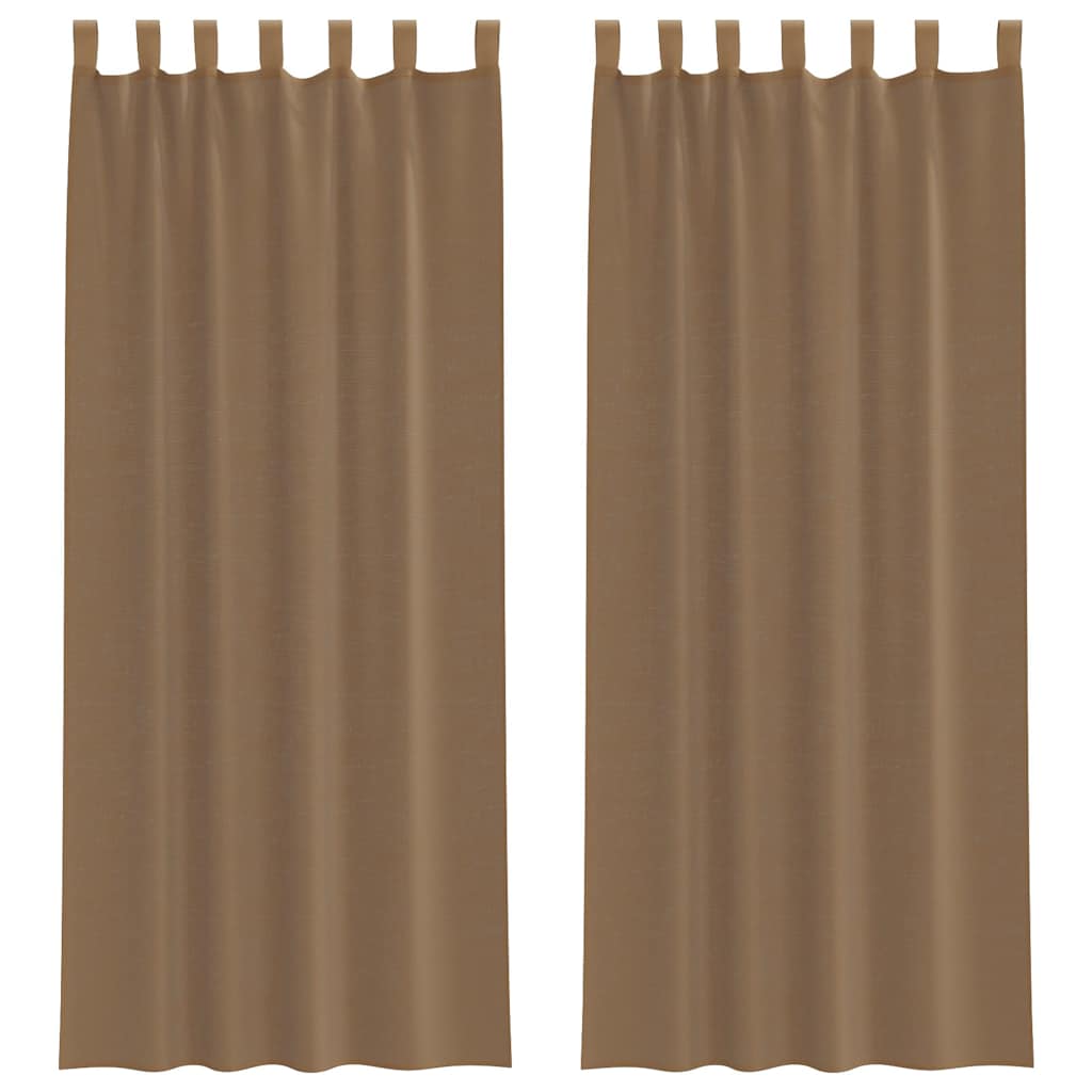 Voile Curtains with Loops 2 pcs Light Brown 140x260 cm
