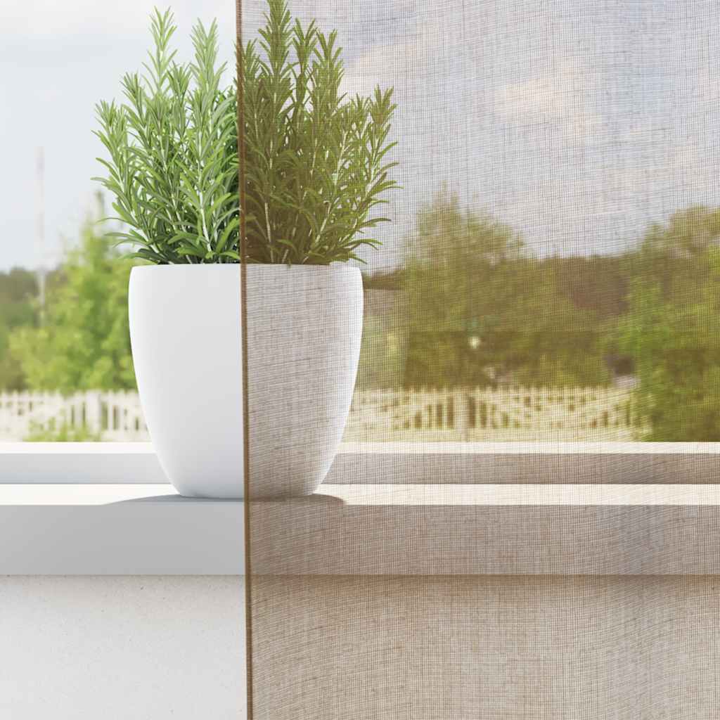 Voile Curtains with Loops 2 pcs Light Brown 140x260 cm
