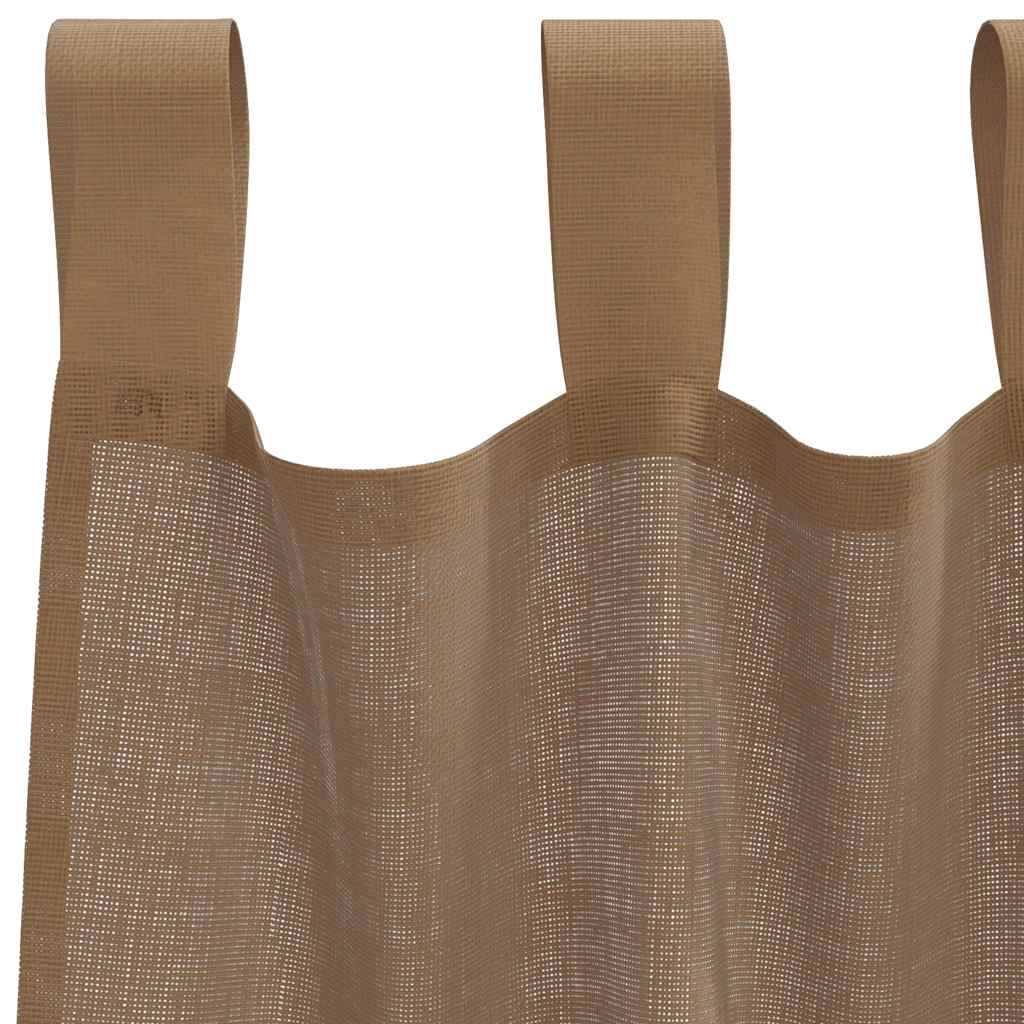 Voile Curtains with Loops 2 pcs Light Brown 140x260 cm