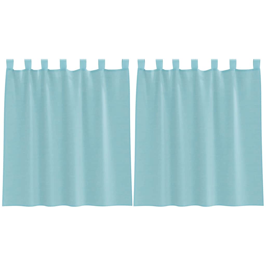 Voile Curtains with Loops 2 pcs Turquoise 140x140 cm