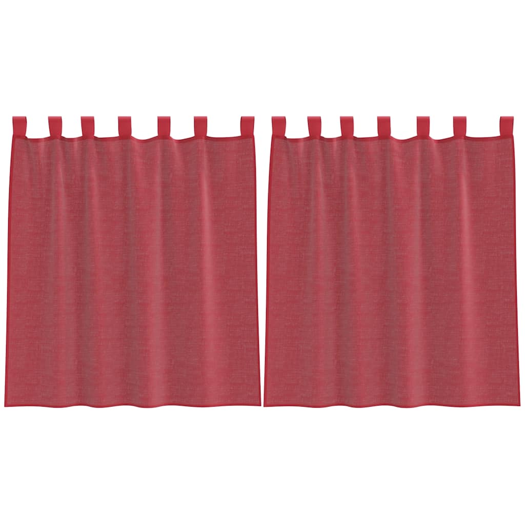 Voile Curtains with Loops 2 pcs Wine Red 140x140 cm