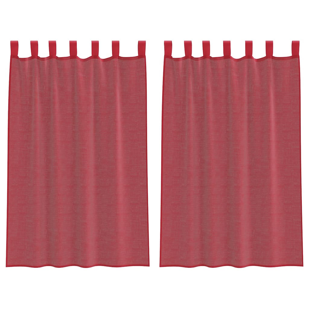 Voile Curtains with Loops 2 pcs Wine Red 140x175 cm