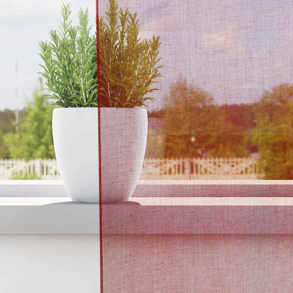 Voile Curtains with Loops 2 pcs Wine Red 140x175 cm