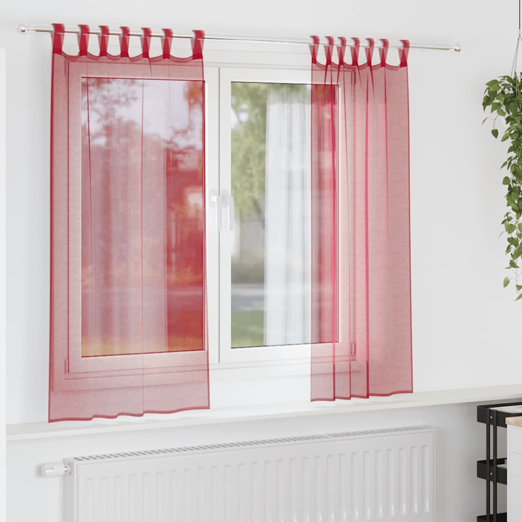 Voile Curtains with Loops 2 pcs Wine Red 140x175 cm