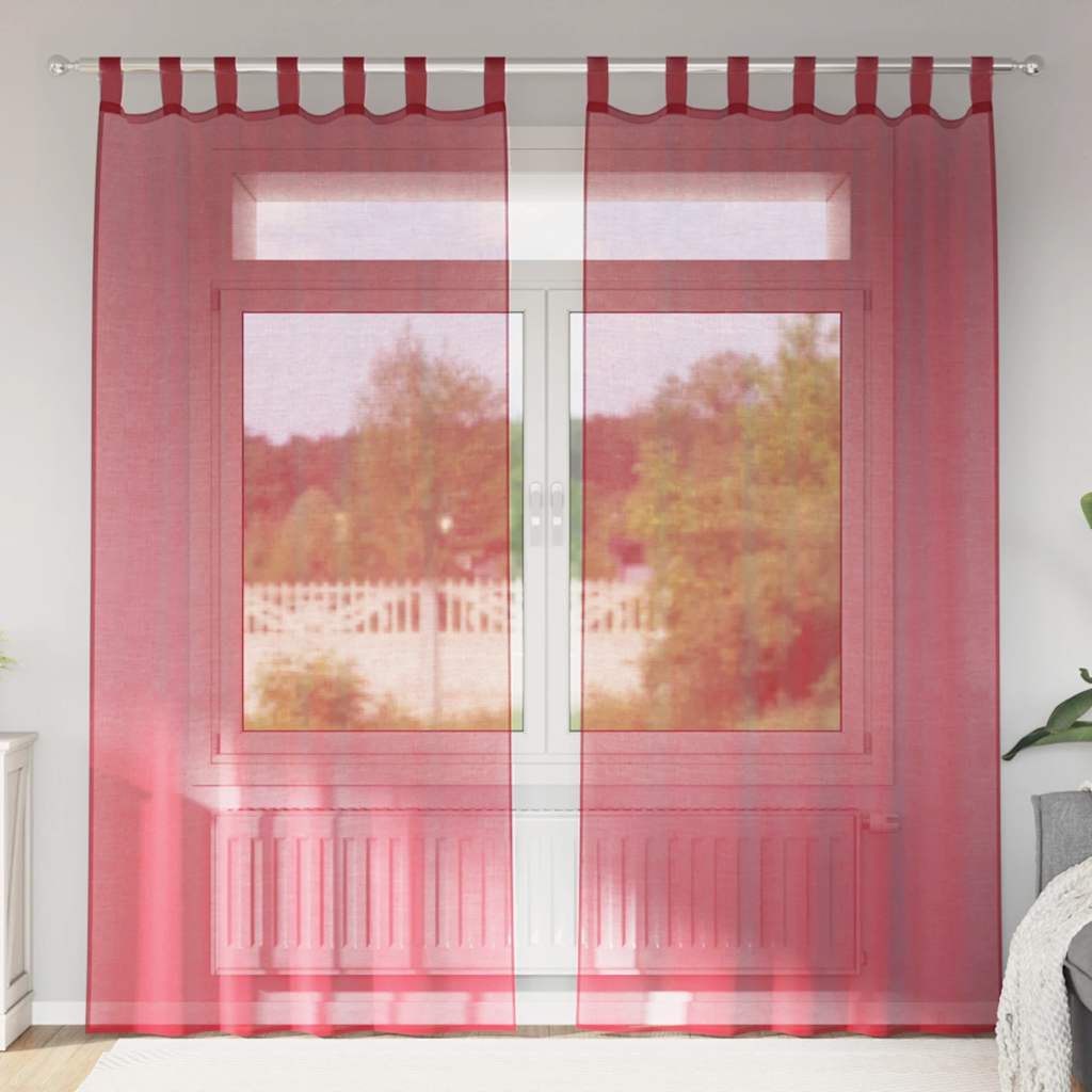 Voile Curtains with Loops 2 pcs Wine Red 140x245 cm