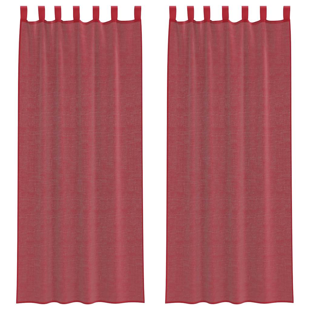 Voile Curtains with Loops 2 pcs Wine Red 140x260 cm