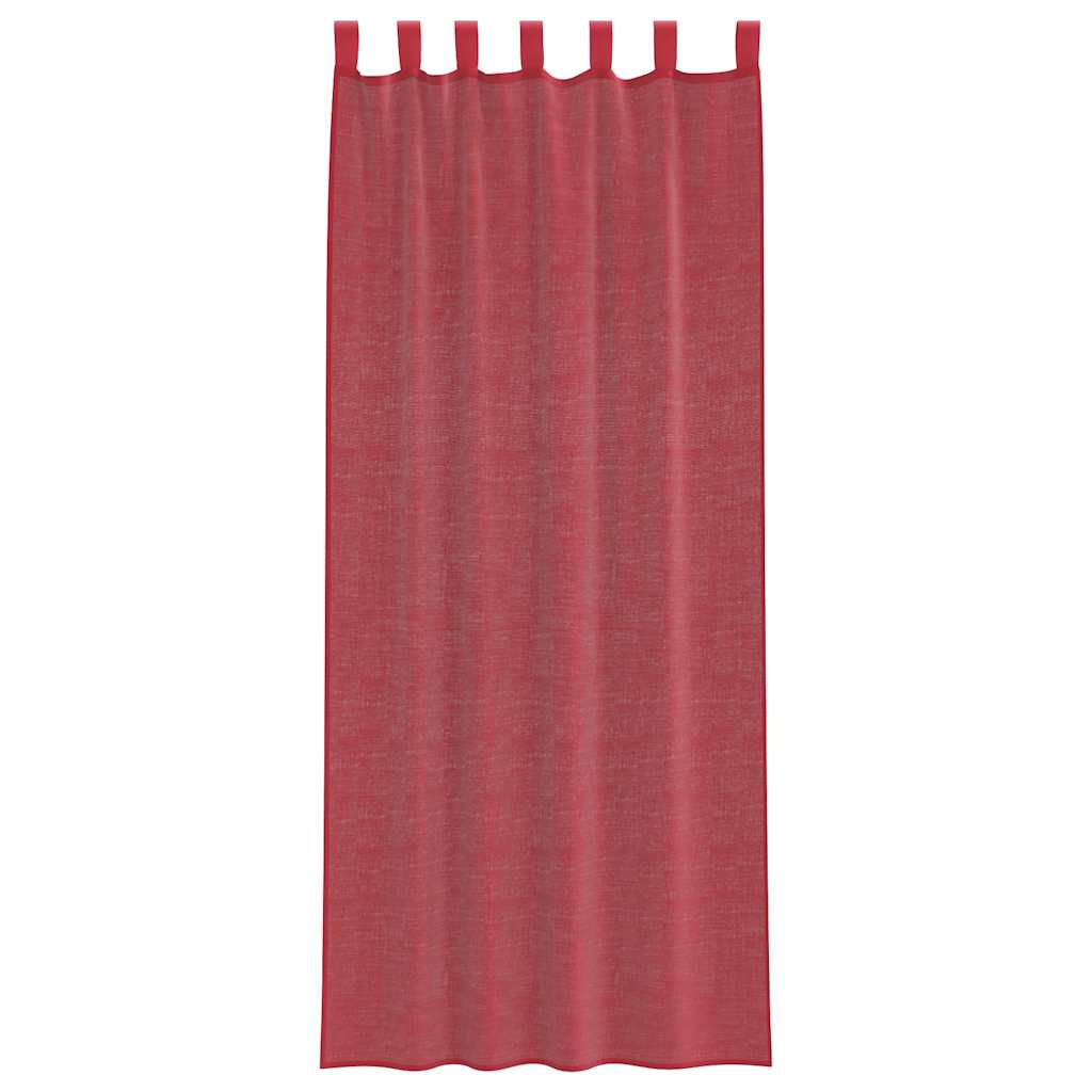Voile Curtains with Loops 2 pcs Wine Red 140x260 cm