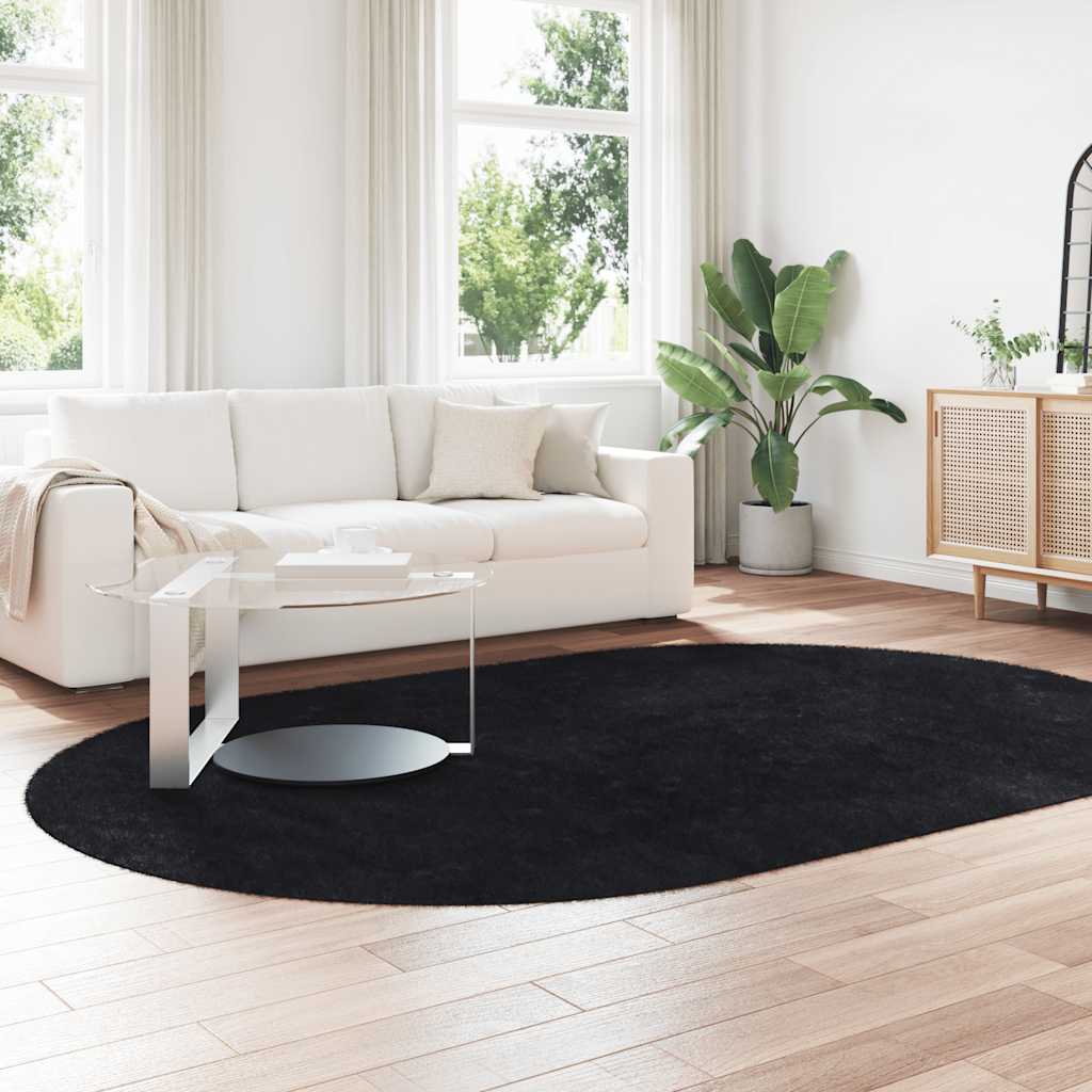 Shaggy Rug High Pile NAVARRA Black 300x200 cm Polyester