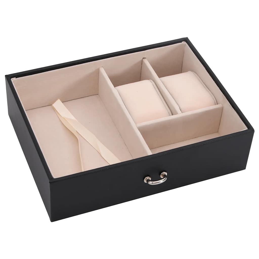 Jewellery Box 3-Layer with Mirror Lockable Black 26x18x17.5 cm