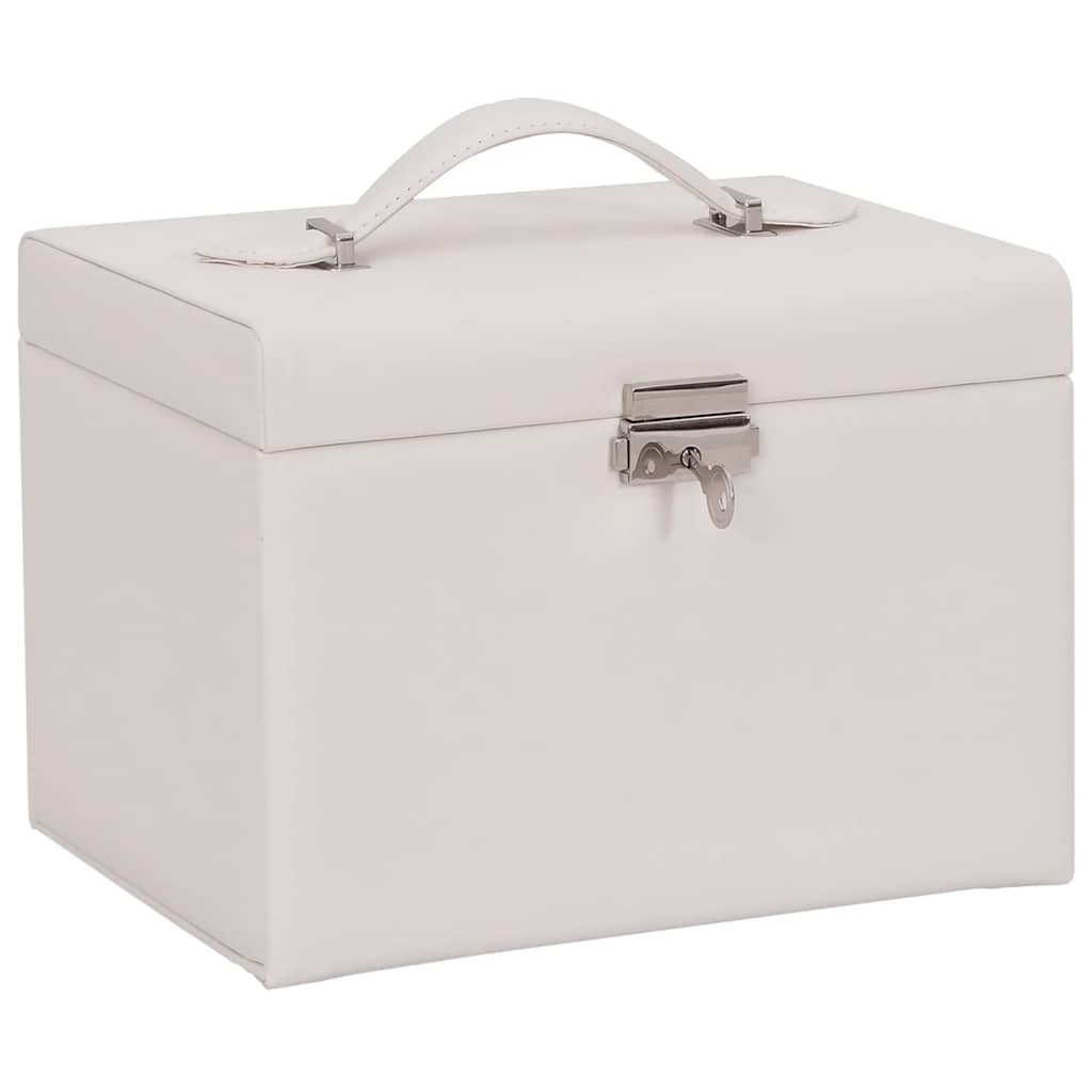 Jewellery Box 4-Layer with Mirror Lockable White 22.5x17.5x16.5 cm