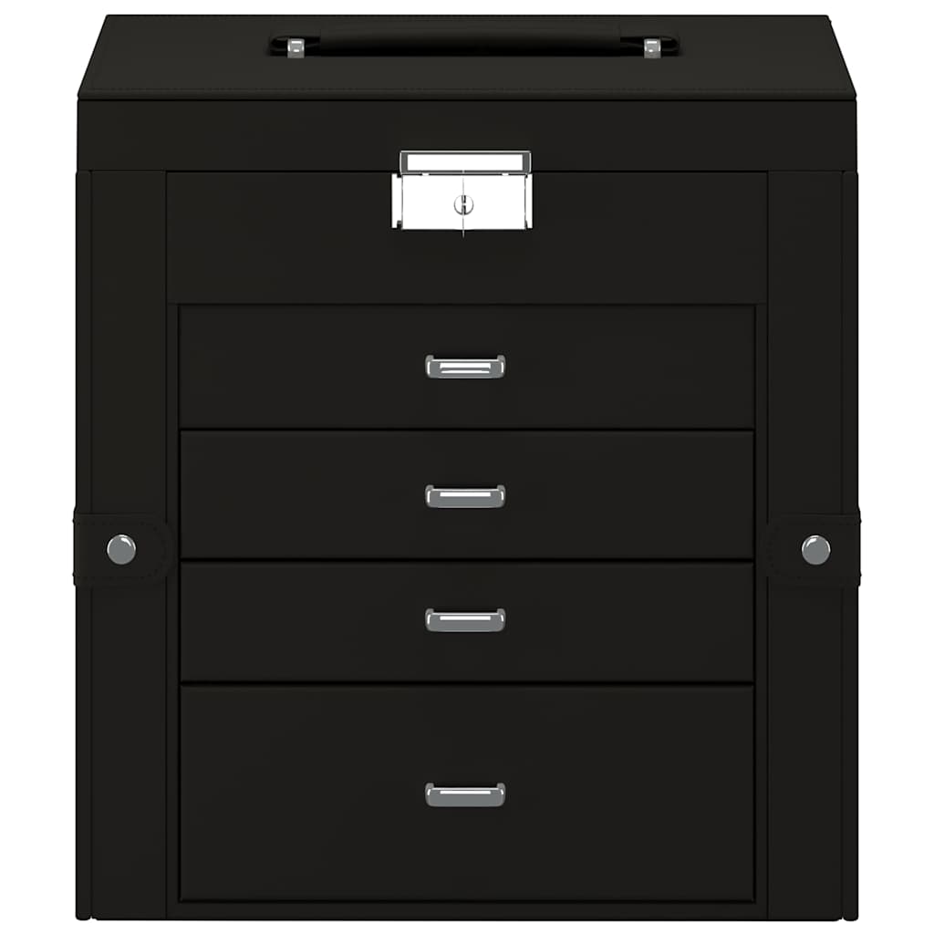Jewellery Box 5-Layer with Mirror Lockable Black