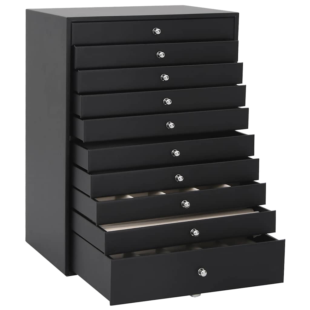 Jewellery Box 10-Layer with Watch Holders Black 29x20.5x40.5 cm