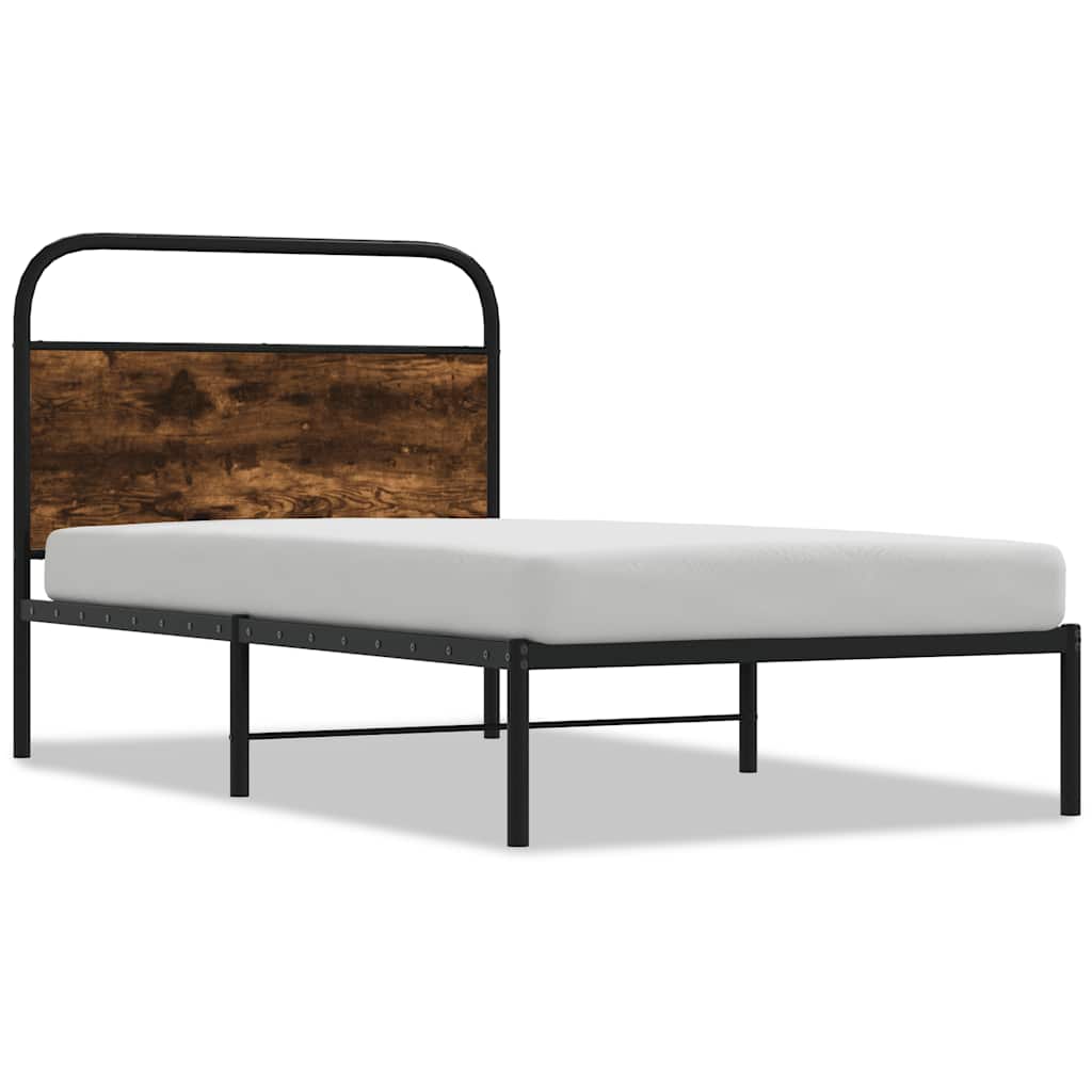 Bed Frame Without Mattress 100x190 cm Smoked Oak Engineered Wood