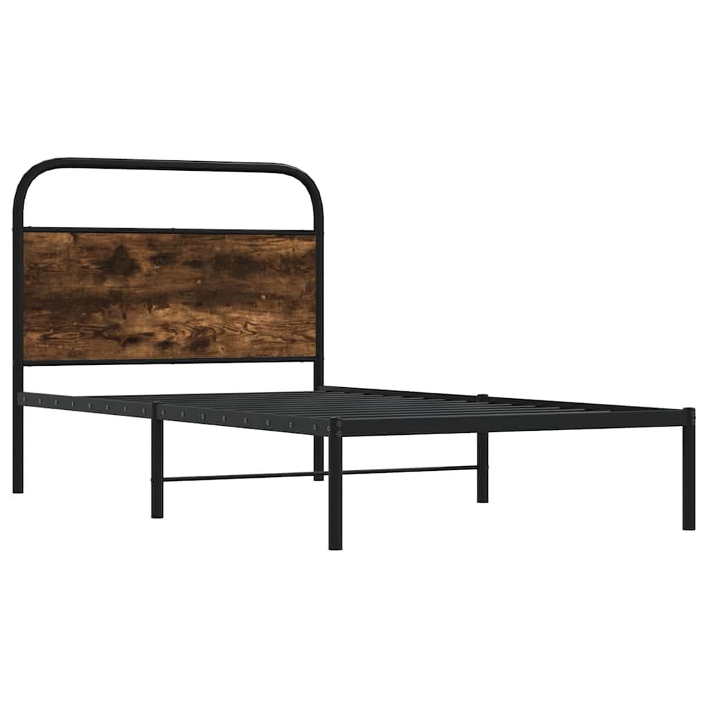Bed Frame Without Mattress 100x190 cm Smoked Oak Engineered Wood