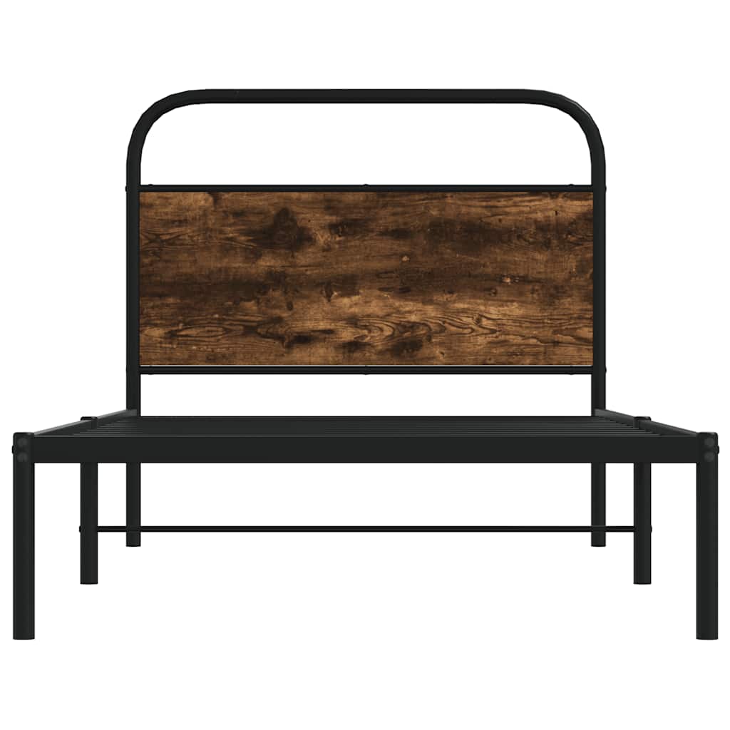 Bed Frame Without Mattress 100x190 cm Smoked Oak Engineered Wood