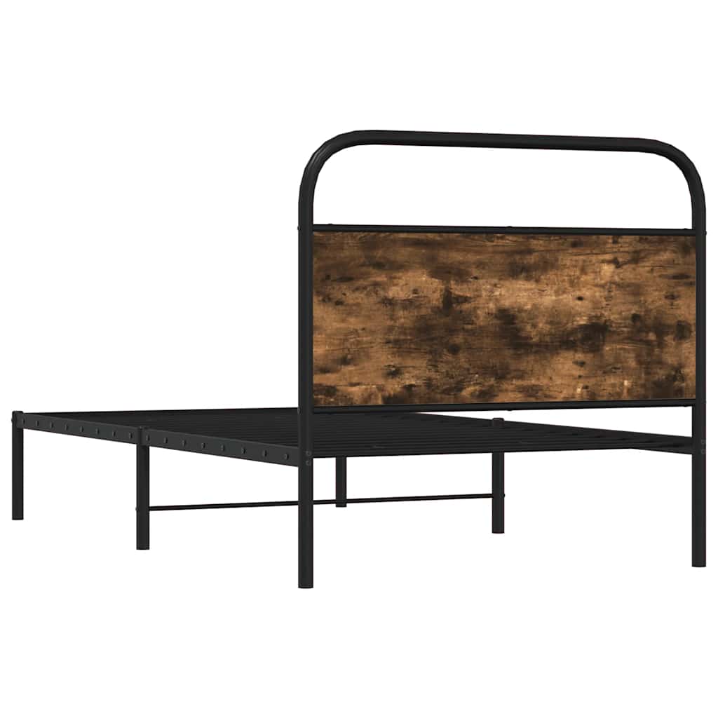 Bed Frame Without Mattress 100x190 cm Smoked Oak Engineered Wood