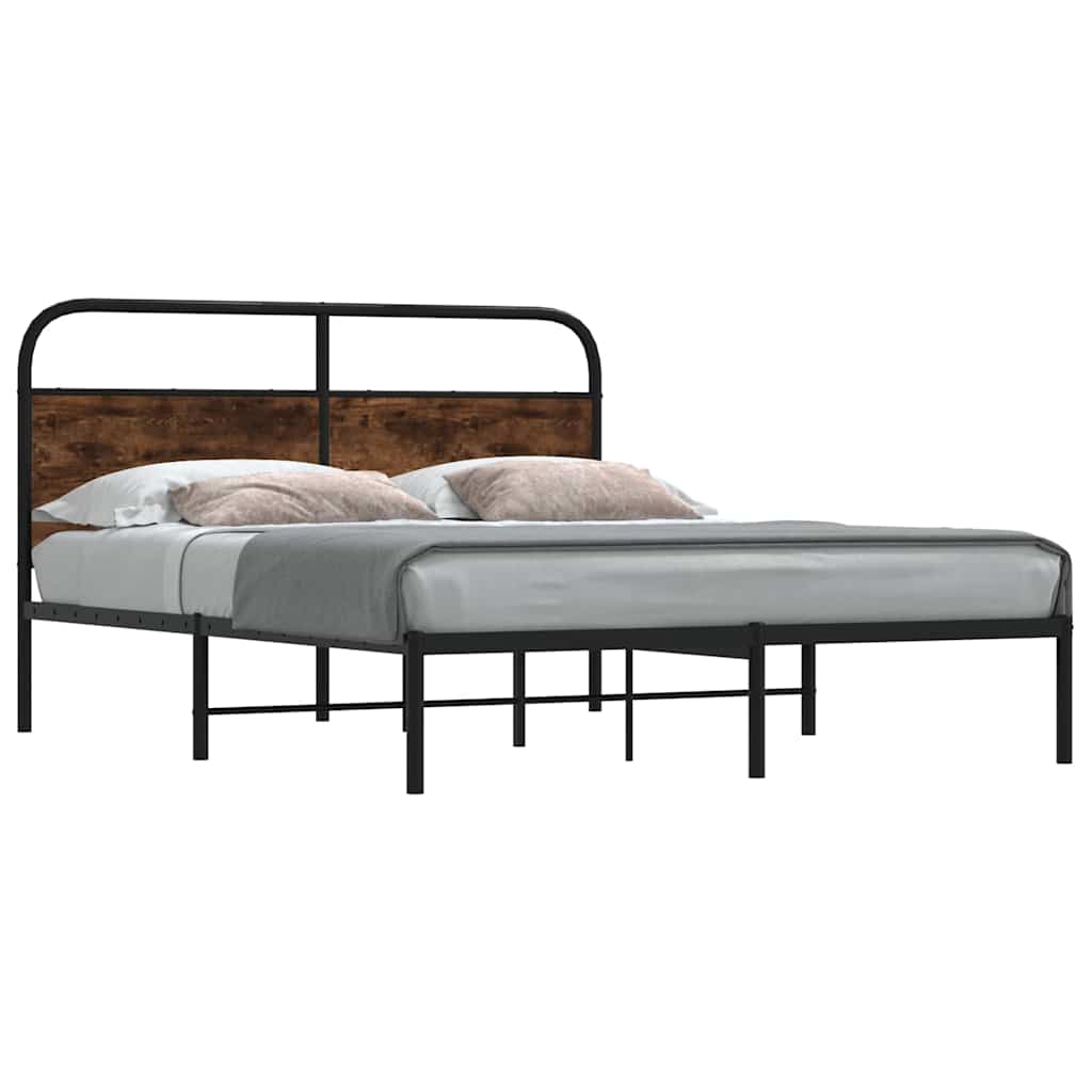 Bed Frame Without Mattress 150x200 cm King Size Smoked Oak Engineered Wood