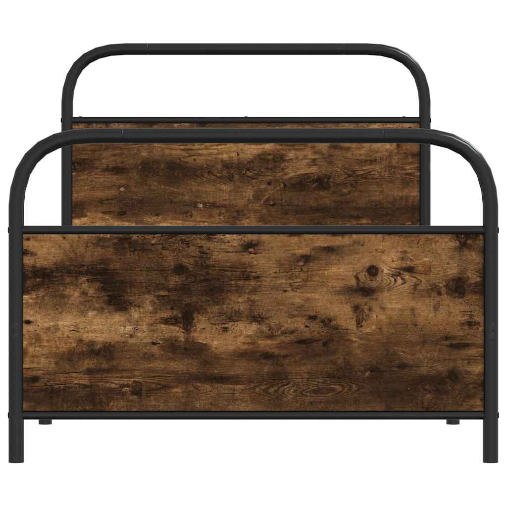 Bed Frame Without Mattress 107x203 cm Smoked Oak Engineered Wood