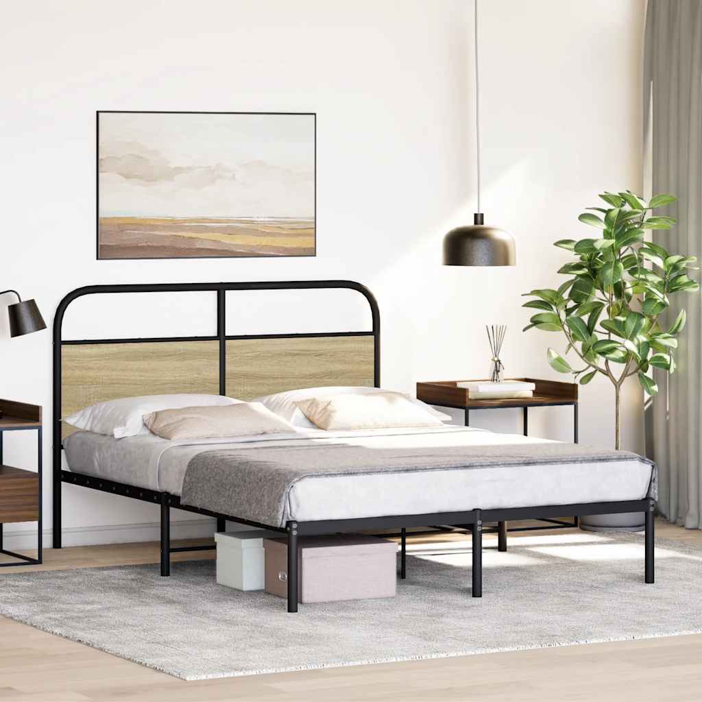 Bed Frame Without Mattress 140x200 cm Sonoma Oak Engineered Wood