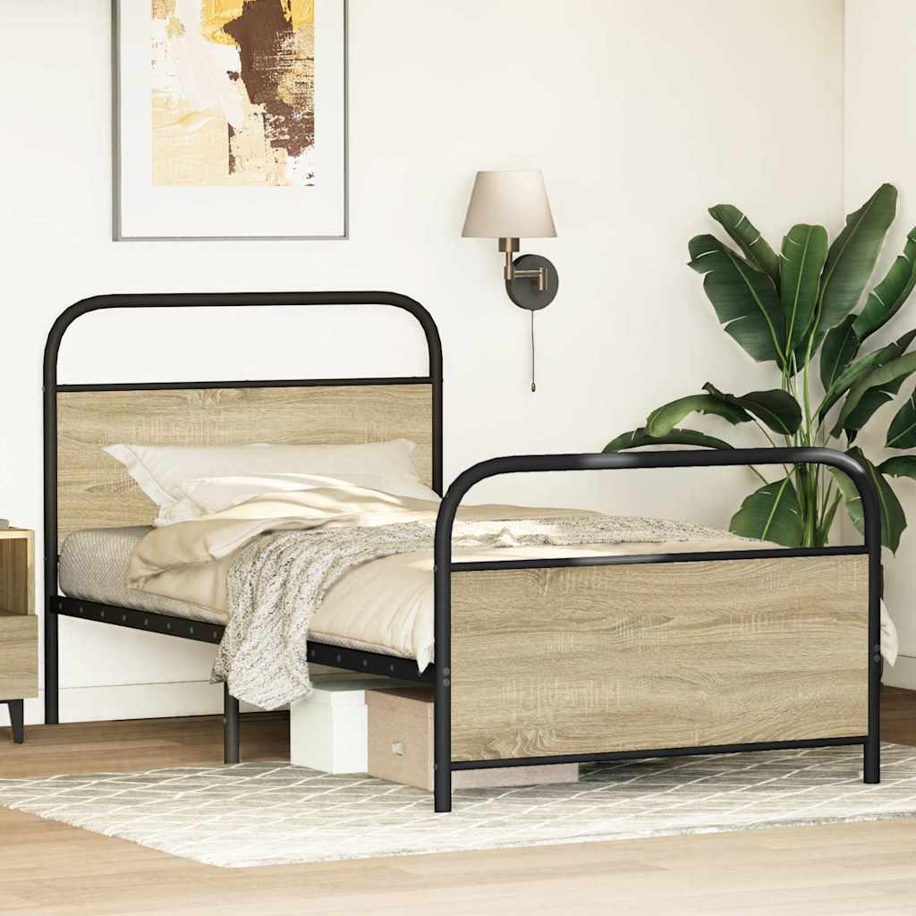 Bed Frame Without Mattress 90x200 cm Sonoma Oak Engineered Wood