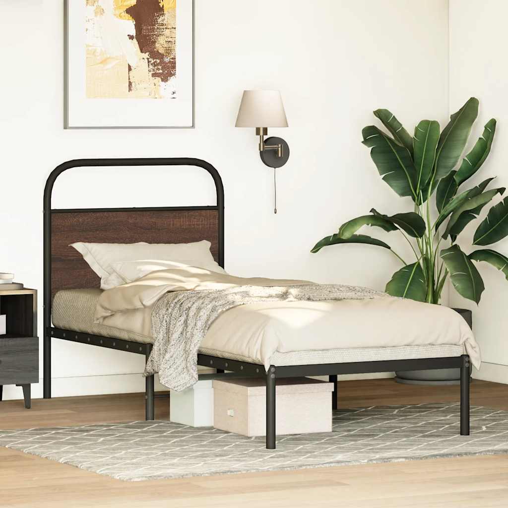 Bed Frame Without Mattress 80x200 cm Brown Oak Engineered Wood