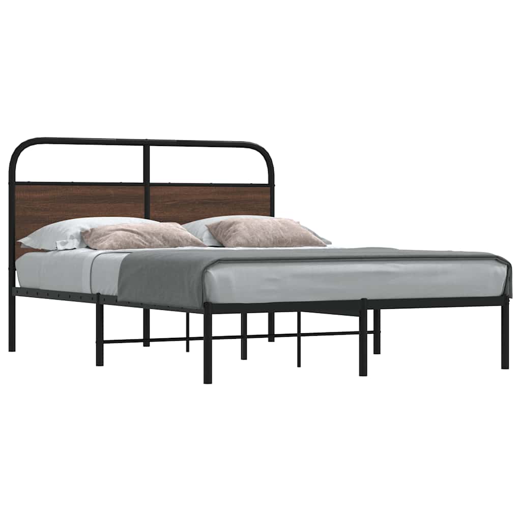 Bed Frame Without Mattress 140x200 cm Brown Oak Engineered Wood