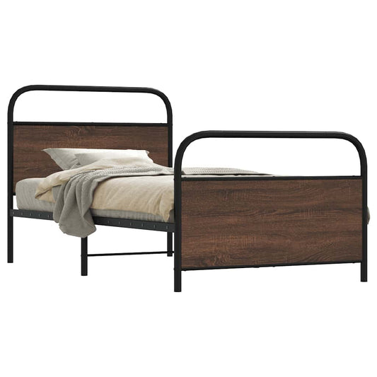 Bed Frame Without Mattress 90x200 cm Brown Oak Engineered Wood