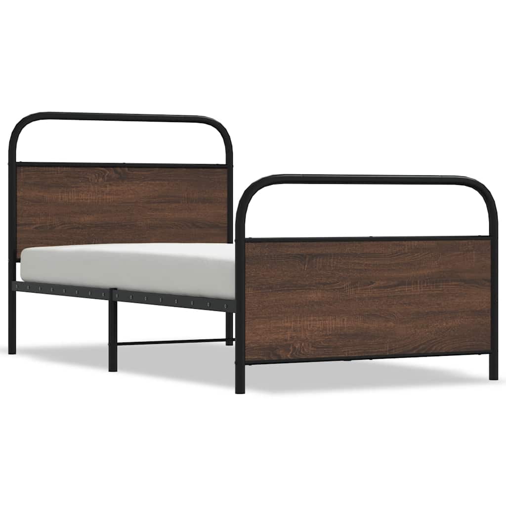 Bed Frame Without Mattress 100x200 cm Brown Oak Engineered Wood