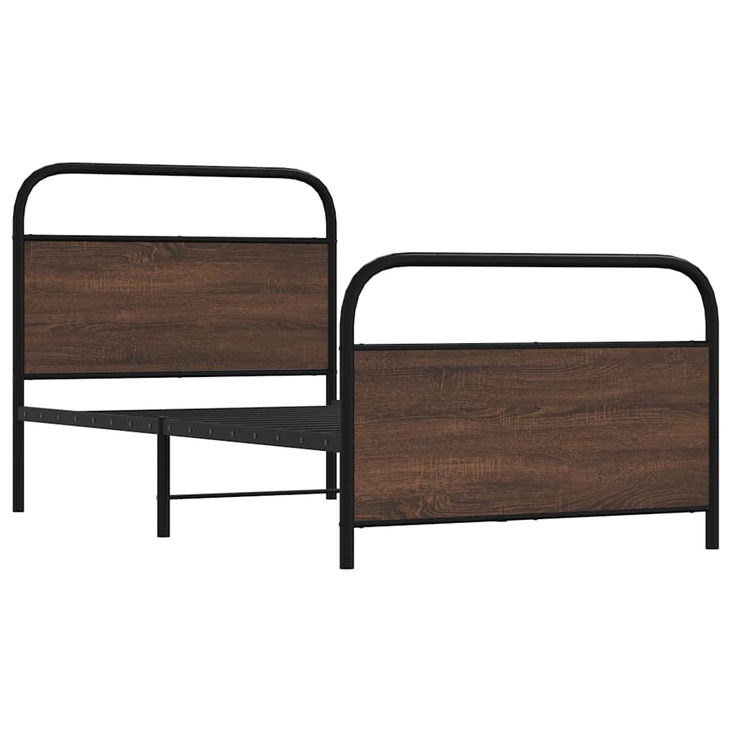 Bed Frame Without Mattress 100x200 cm Brown Oak Engineered Wood
