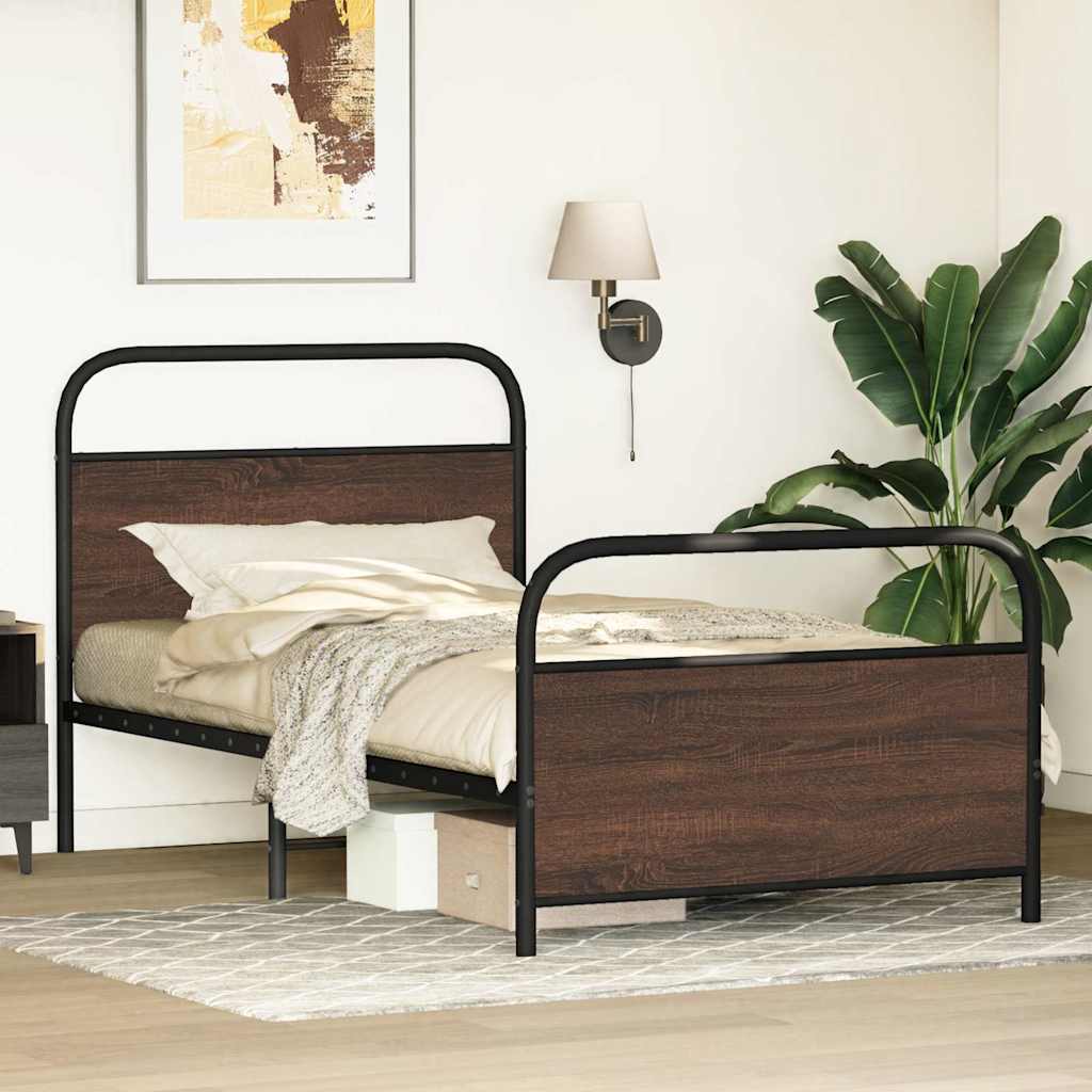 Bed Frame Without Mattress 100x200 cm Brown Oak Engineered Wood