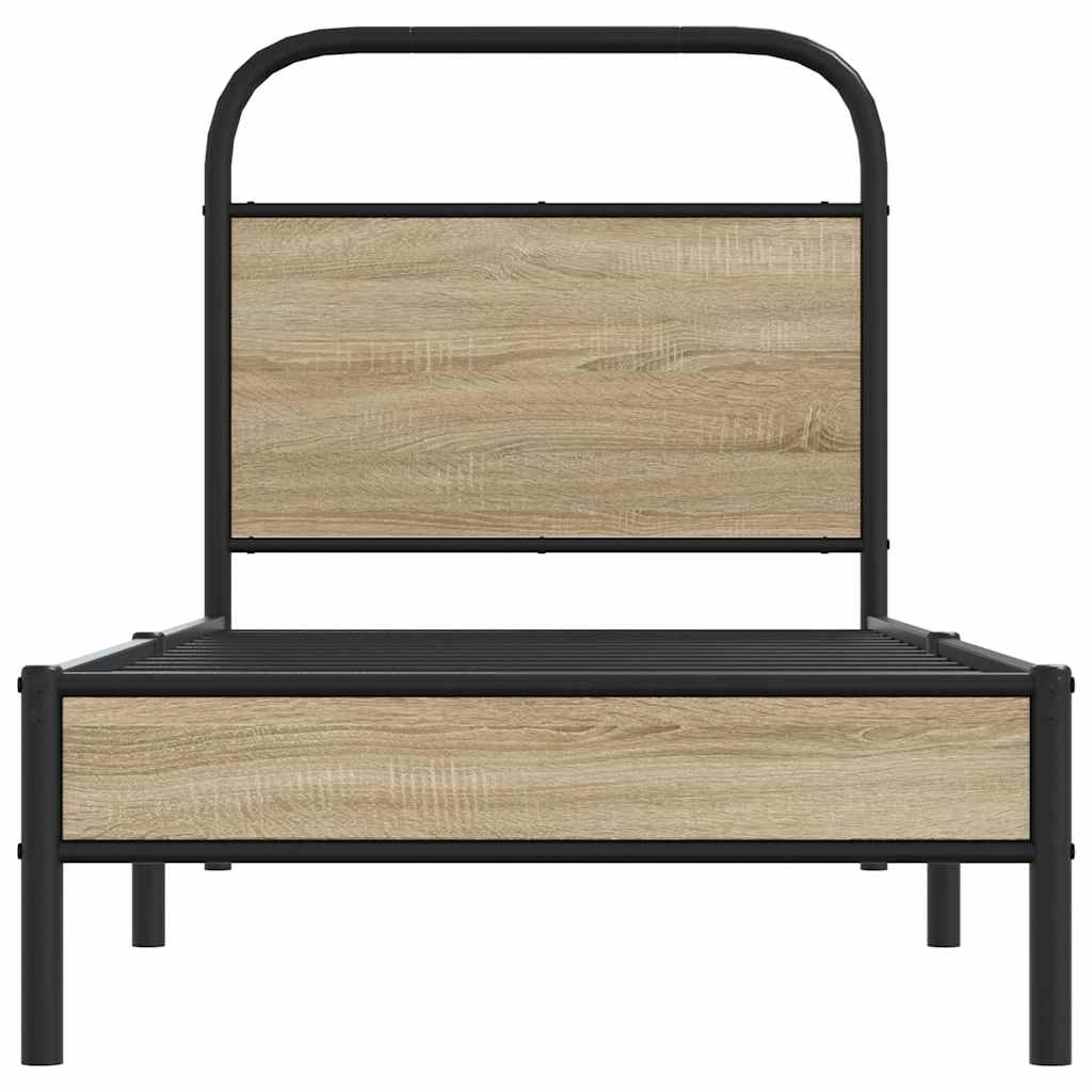 Bed Frame Without Mattress 80x200 cm Smoked Oak Engineered Wood