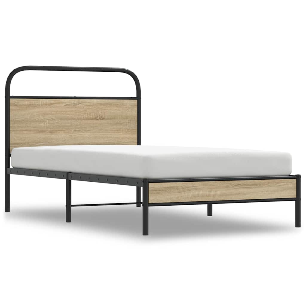Bed Frame Without Mattress 100x190 cm Smoked Oak Engineered Wood