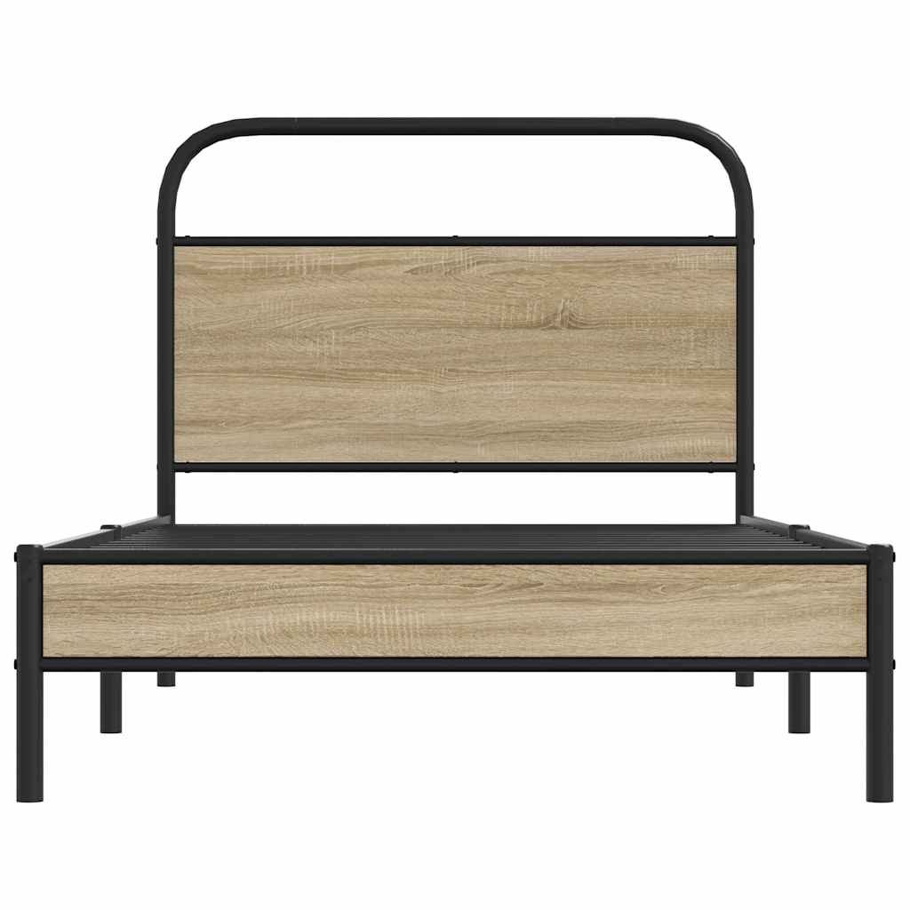 Bed Frame Without Mattress 100x190 cm Smoked Oak Engineered Wood