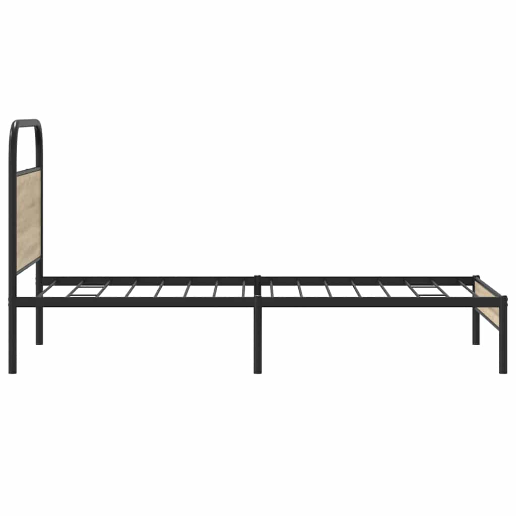 Bed Frame Without Mattress 100x190 cm Smoked Oak Engineered Wood