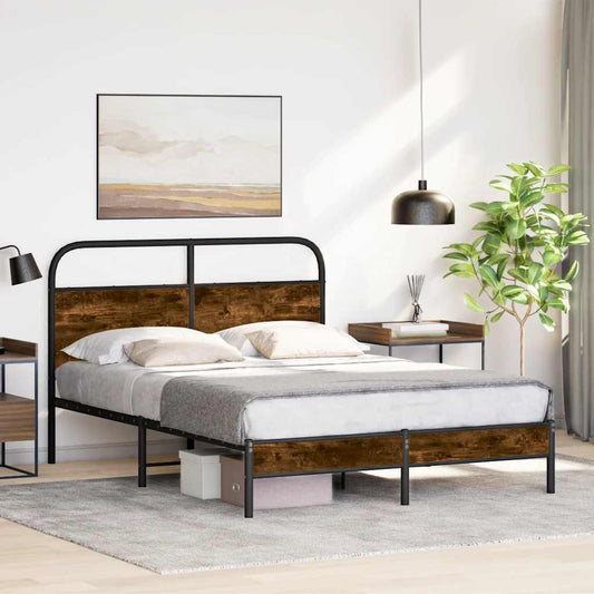 Bed Frame Without Mattress 120x190 cm Smoked Oak Engineered Wood