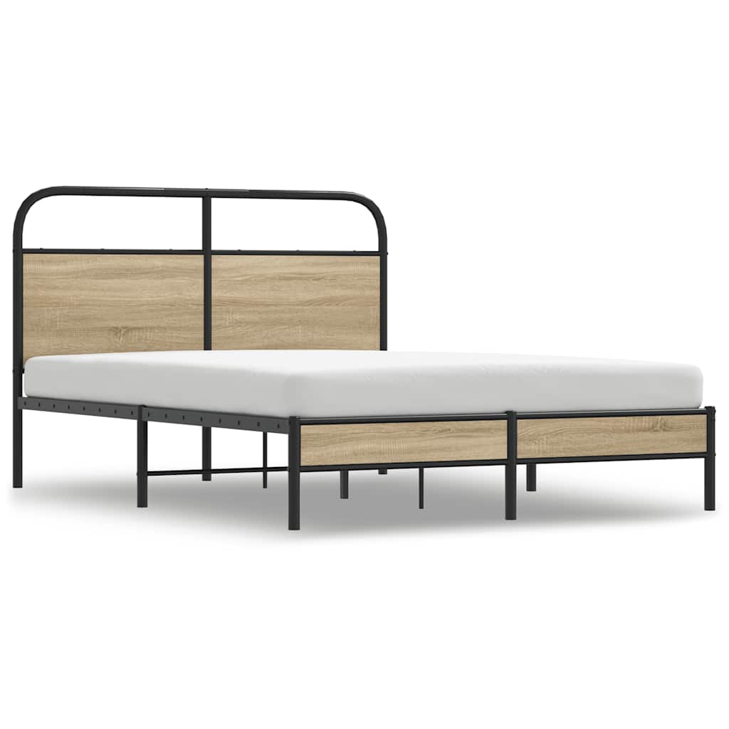 Bed Frame Without Mattress 135x190 cm Smoked Oak Engineered Wood