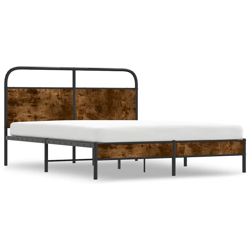 Bed Frame Without Mattress 160x200 cm Smoked Oak Engineered Wood