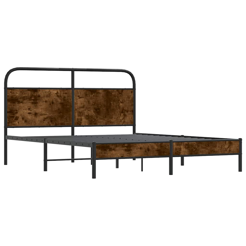 Bed Frame Without Mattress 160x200 cm Smoked Oak Engineered Wood