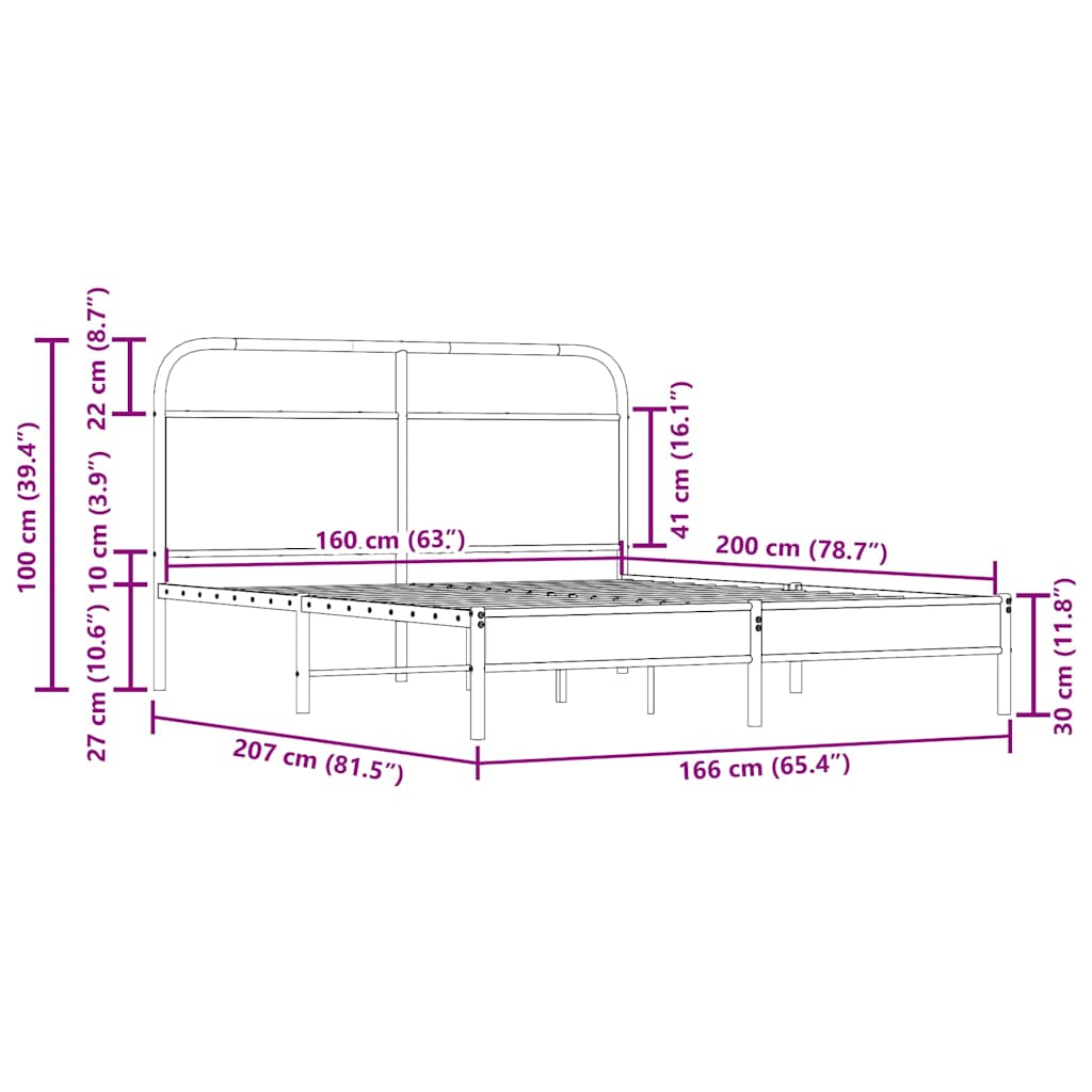 Bed Frame Without Mattress 160x200 cm Smoked Oak Engineered Wood