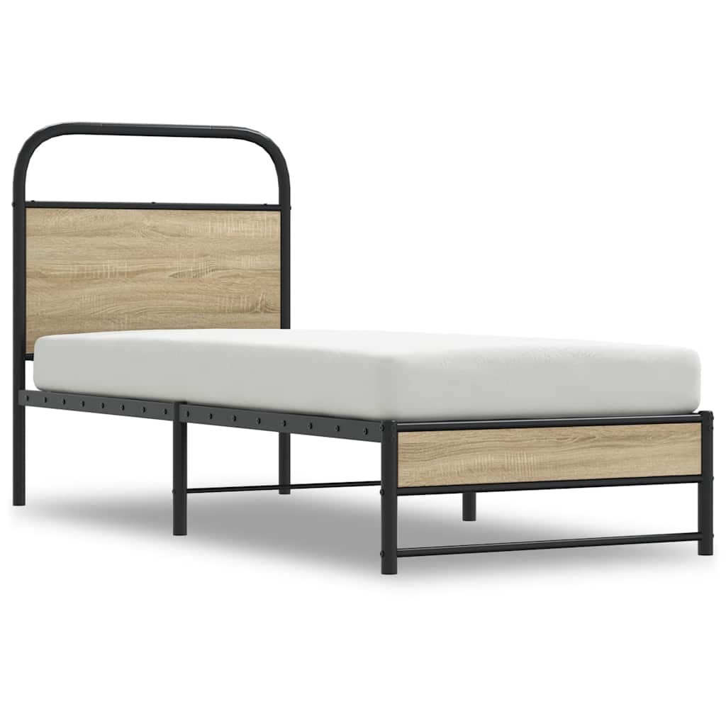Bed Frame Without Mattress 80x200 cm Smoked Oak Engineered Wood