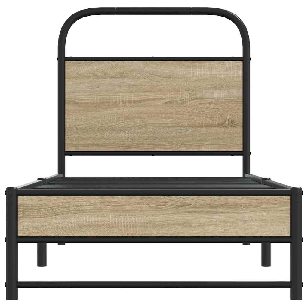 Bed Frame Without Mattress 80x200 cm Smoked Oak Engineered Wood