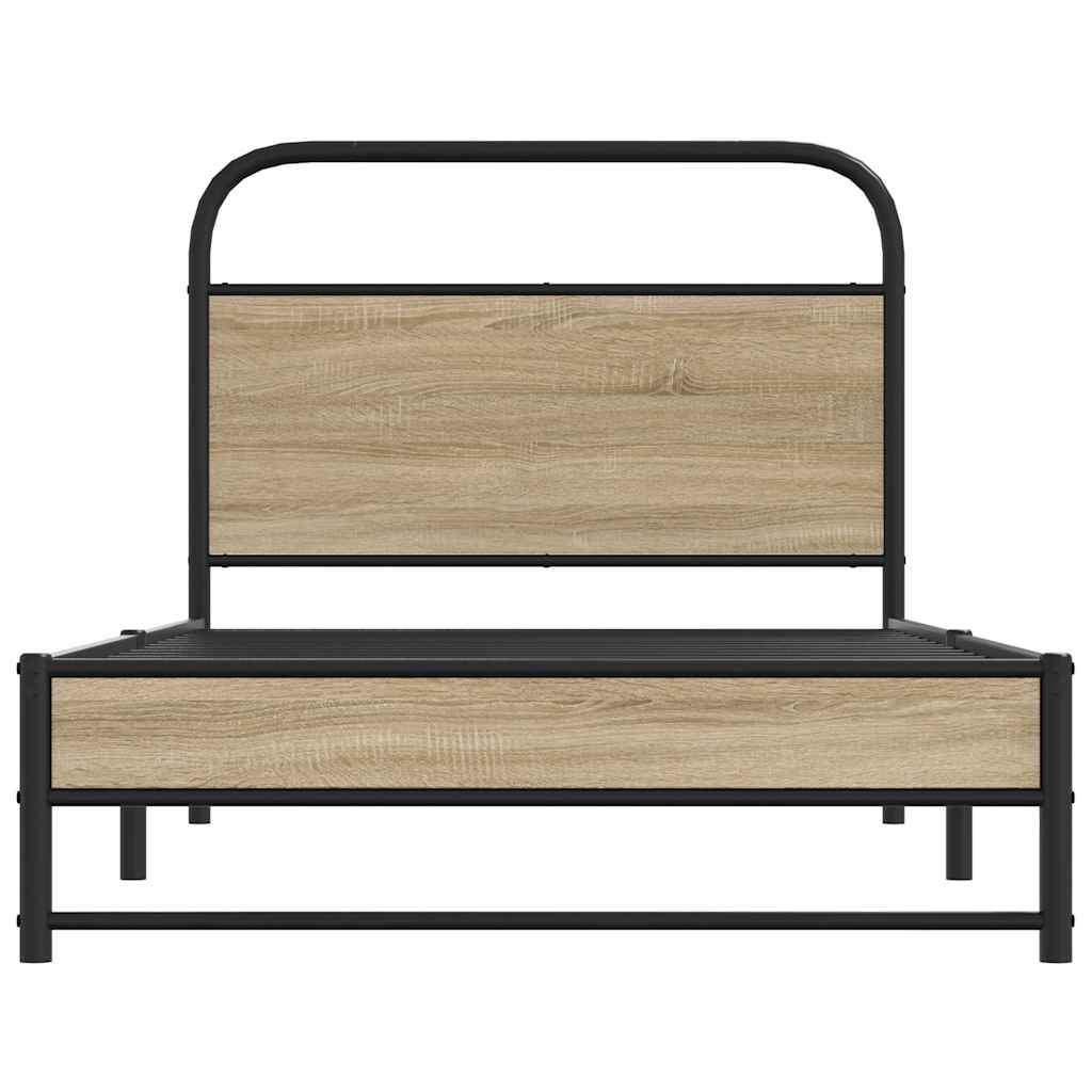 Bed Frame Without Mattress 100x190 cm Smoked Oak Engineered Wood