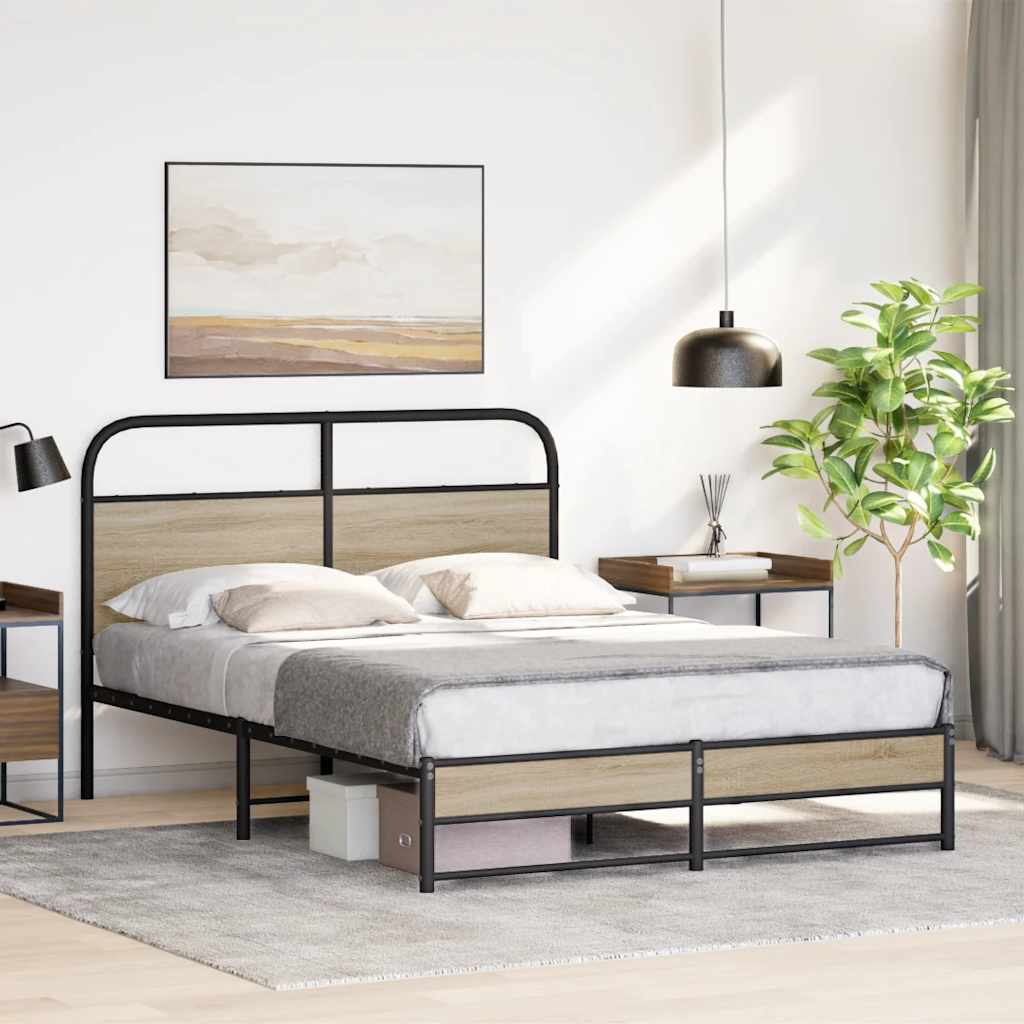 Bed Frame Without Mattress 120x200 cm Smoked Oak Engineered Wood