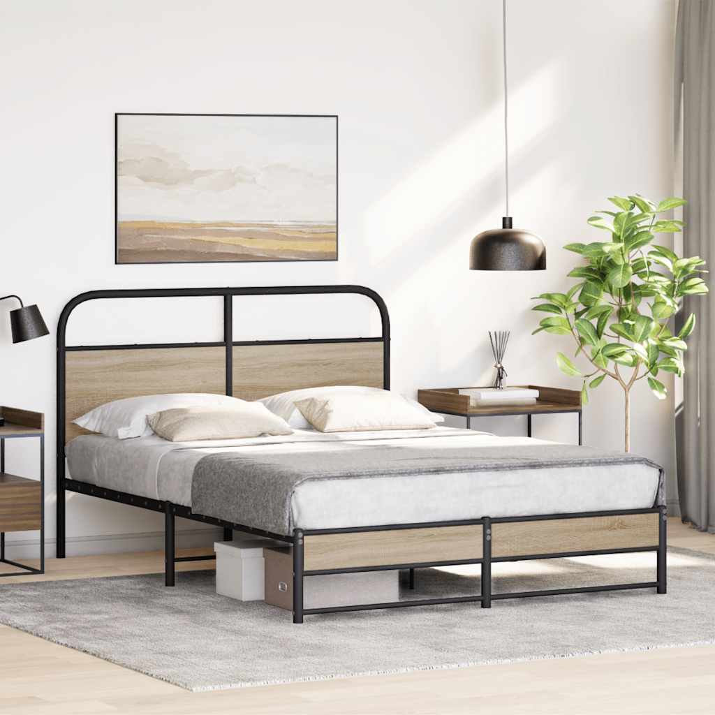 Bed Frame Without Mattress 150x200 cm Smoked Oak Engineered Wood